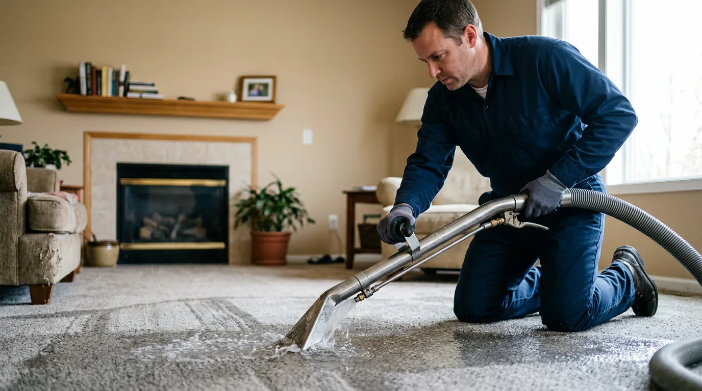 Water damage restoration technician working near Cainsville, MO